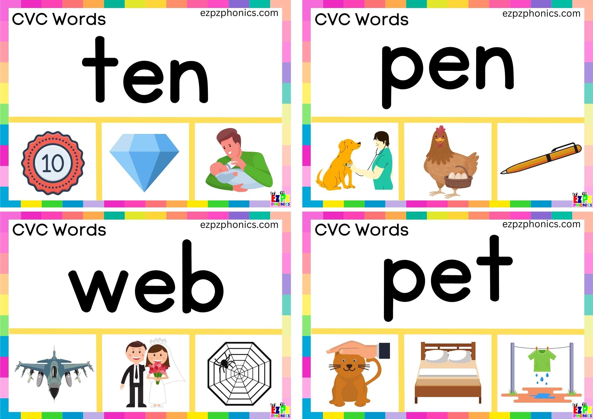 Short e Vowel CVC words Read the word and clip the image 2